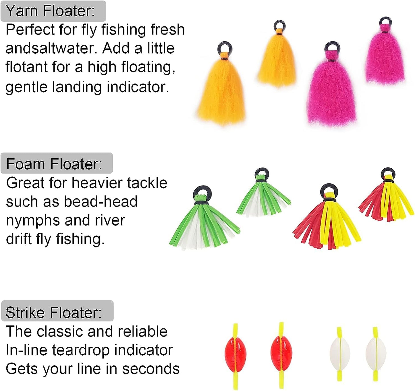 Aventik Strike Indicator Hand Tied Floating Fly Fishing Nymphs & Dry Fly 12 pc Each Style Strike Indicator Fly Fishing (Semi red and White, S)