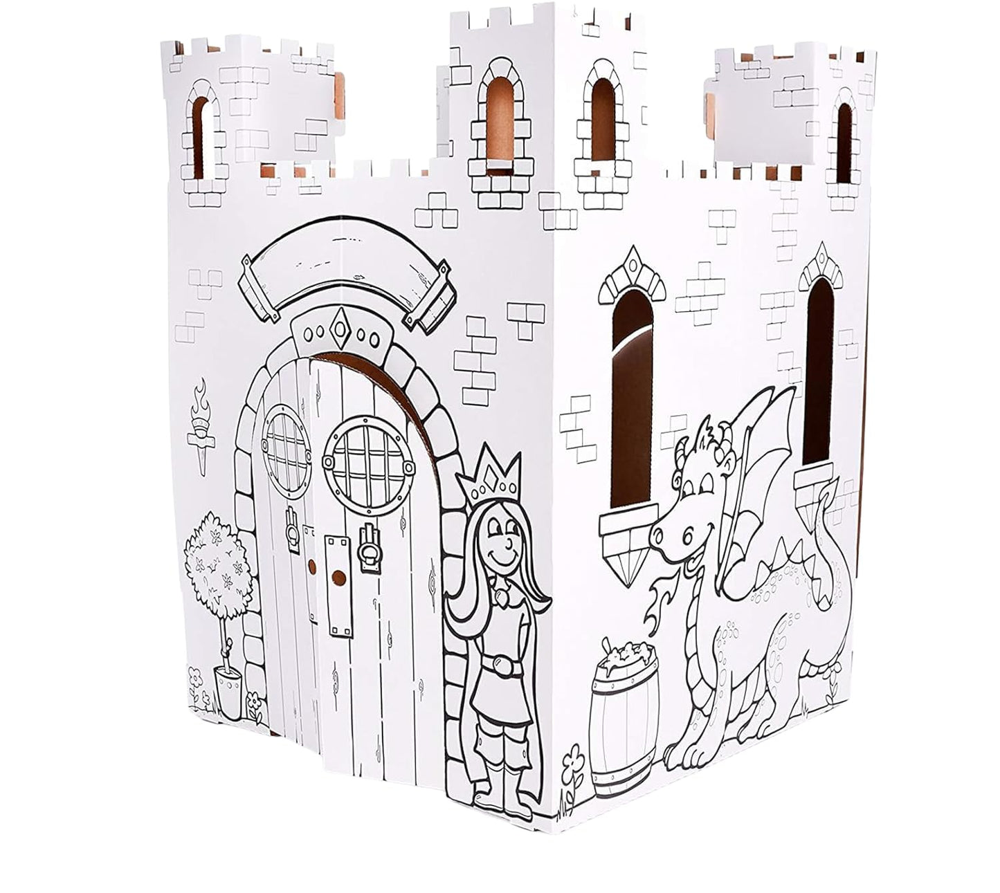 Easy Playhouse Cardboard Fairy Tale Castle - Kids Color & Draw Fort