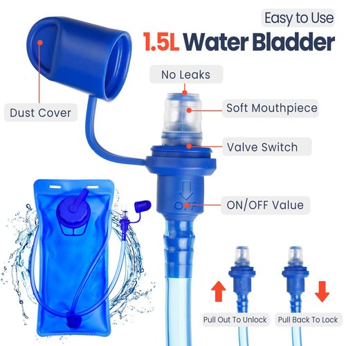 Shinylin Kids Hydration Backpack with 1.5L Water Bladder Hiking Backpack Lightweight for Boys or Girls Children Biking Climbing Running Cycling(Blue)
