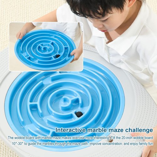 Balance Board Maze, 20 inch Labyrinth Rocking Seesaw with 3 Replacement Labyrinth Boards, Increase Exercise Balance Ability, 10°-30° Tilt Non-slip Round Balancing Board, Max Load 220 Lbs (White)