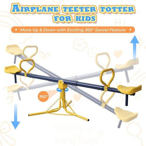 ETICSIPA Teeter Totter for Kids 360 Degree Spinning Seesaw for Toddlers Age 2+ Metal Heavy Duty Indoor & Outdoor Playset Toys for Playground Backyard Playhouse