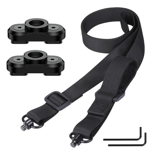 TEHOKARM Two Point and Traditional Sling 2 Point Sling Quick Adjust with QD Sling Swivel for Hunting Black