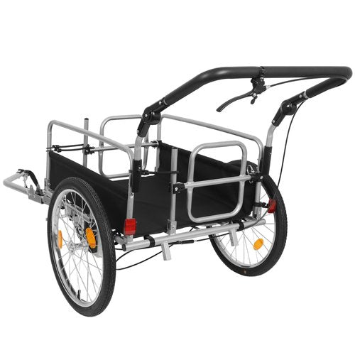 3-in-1 Heavy-Duty Bike Cargo Trailer – E-Bike Compatible with Robust Steel Frame, 110lb Capacity, Convertible Pull Cart, for Urban Commuting, Family Outings & Cargo Transport