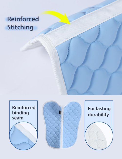 Harrison Howard Half Pad for Horse Riding Saddle Pad English Cushioning Saddle Pad Soft Breathable Pad for Horses Sky Blue