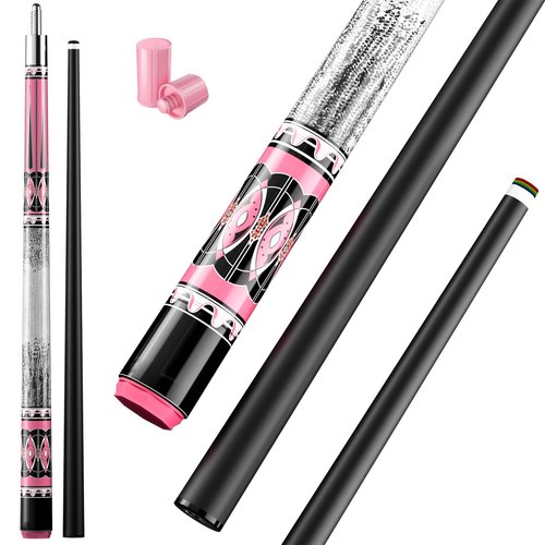 DOKIBI 58" Professional Pool Cue, 2-Piece Billiard Stick 12.5mm Tip Low Deflection Pool Sticks,20oz Fiberglass Front & Maple Rear