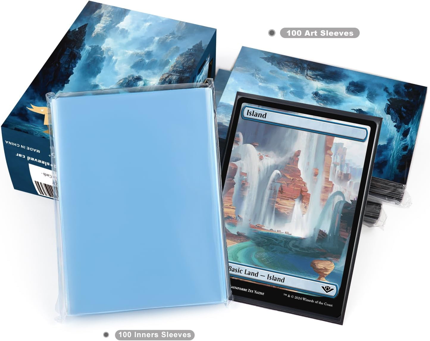 100 Card Sleeves for MTG with 100 Inner Sleeve, Textured Back Art Sleeves, Fit Standard Size Cards - Forest