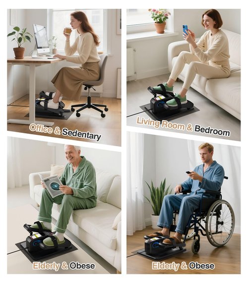 Under Desk Elliptical Machine,Ellipse Leg Exerciser Electric with Remoter,12 Manual Adjustable Speed and 3 Automatic Speed,Portable Seated Pedal Exerciser for Seniors,Adults,Home,Office, Black
