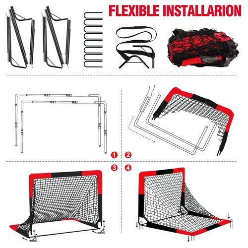 Kids Soccer Goal for Backyard Set - 2 Set Toddler Soccer Nets Training Equipment with Soccer Ball, 4x3 ft Pop Up Portable Soccer Set for Kids and Youth Games and Training Goals Ages 3-16 Gift