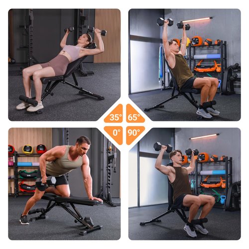 AIRHOP Upgraded Adjustable Weight Bench, Bench Press Full Body Workout, Quick Fold Space Saving, Workout Bench for Home Gym Strength Training