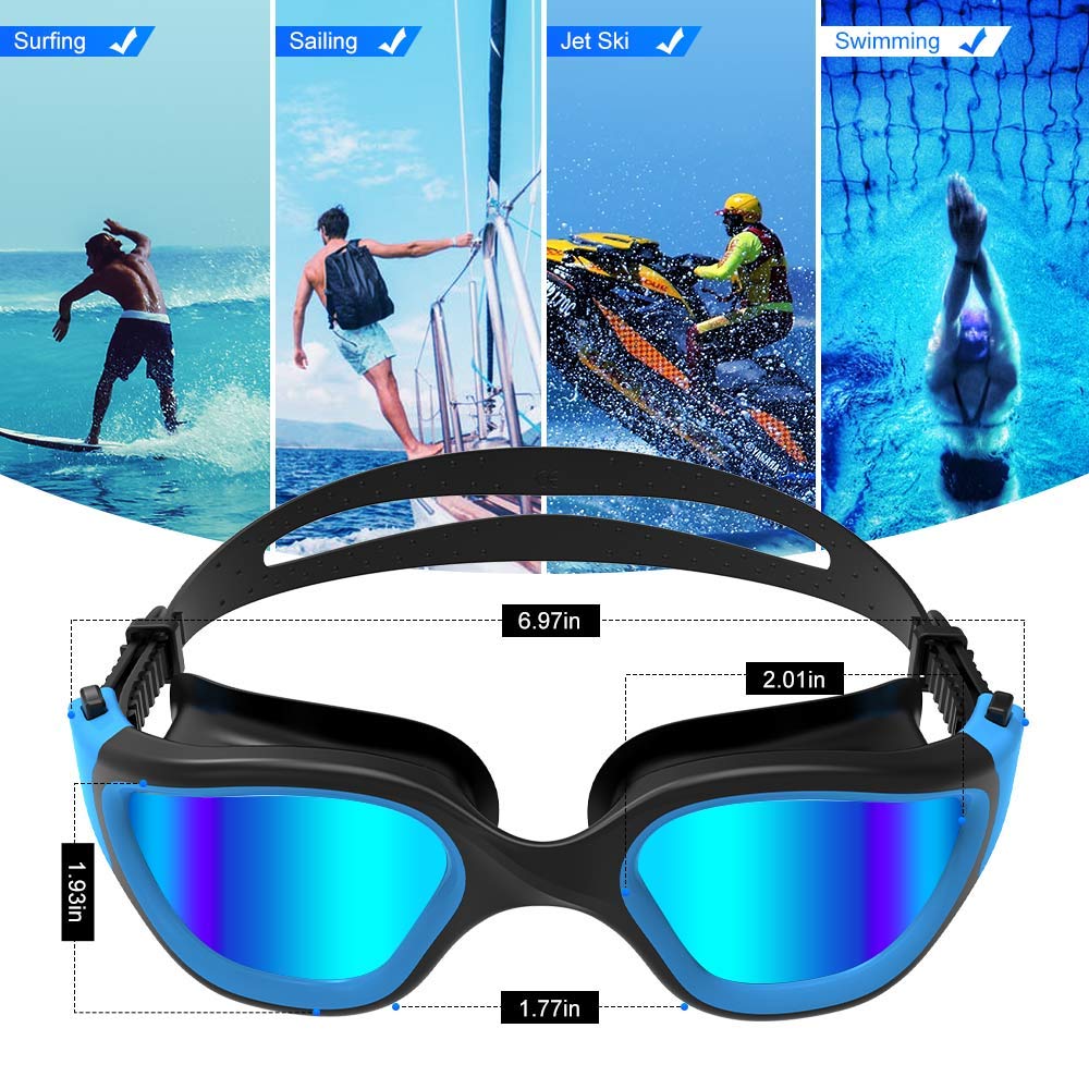 ZIONOR Swim Goggles, Upgraded G1 Polarized Swimming Goggles Anti-fog for Adult Men Women A1 (Polarized + Mirror Blue)