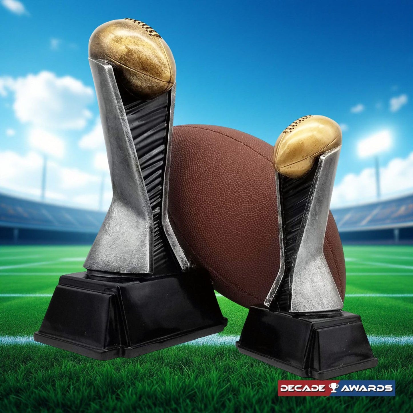 Decade Awards World Class Fantasy Football Trophy - MVP Award for League Champion or Draft Star - Most Valuable Player Recognition - Custom Engraved Plate on Request (12 Inch Tall)