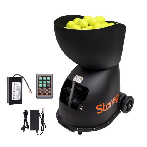 Staneg Pro Tennis Ball Machine – Battery-Powered Portable Launcher with Remote Control | 9 Training Programs | Adjustable Spin & Speed | 150-Ball Capacity
