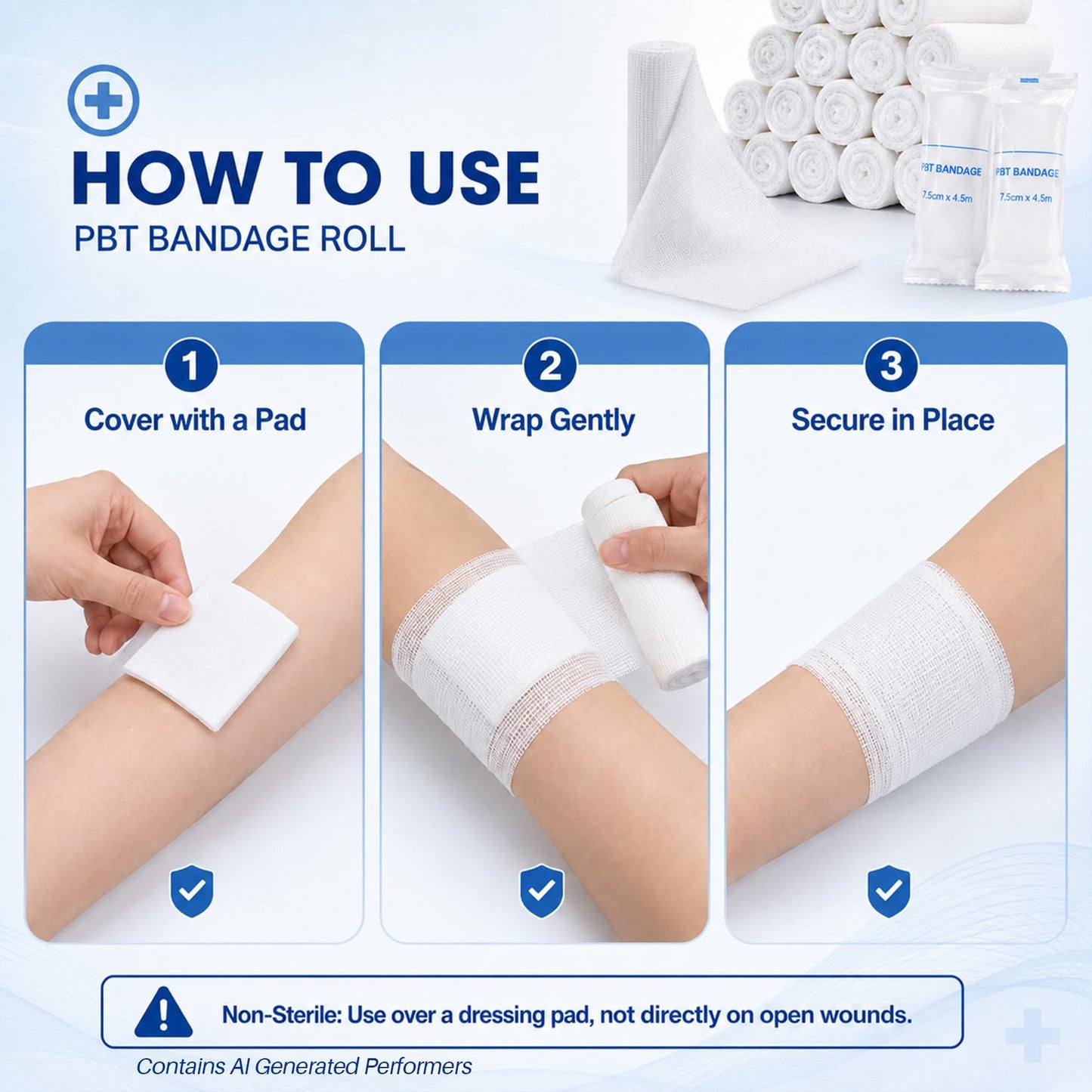 MAQIHAN 15PACK Gauze Rolls Bandages - 3 in x 4.9 Yards Individually Wrapped Rolled Gauze, Halloween Mummy Wraps, Breathable First Aid Supplies, Lightweight Wound Care Kit, Bandage Wrap