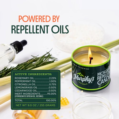 Murphy's Naturals Mosquito Bug Repellent Candles for Outdoor Patio, Citronella & Essential Oils, Soy/Beeswax Blend, 30-Hour Burn Time, 9 Ounce, 2-Pack