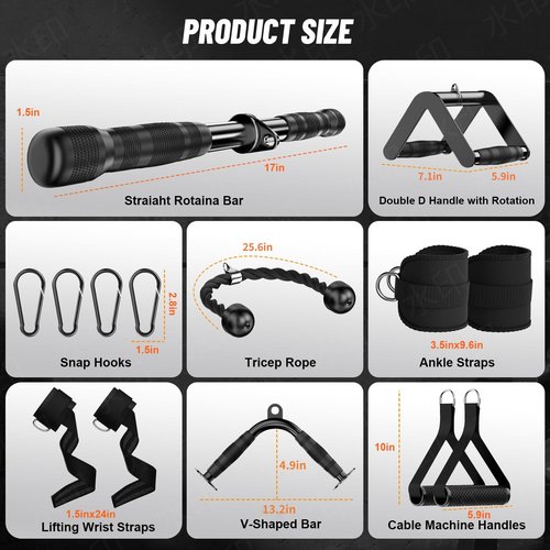 JOTUPLUN Cable Machine Attachment for Home Gym, Tricep Press LAT Pull Down Attachment, Tricep Press Down Cable Accessories for Weight Fitness Multiple Options
