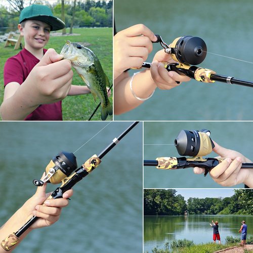 Sougayilang 2 Packs Kids Fishing Rod and Reel Combo,Light Weight Fishing Pole with Spincast Fishing Reel Tackle Bag Lures for Youth,Girls and Boys Good Starter Fishing Kit