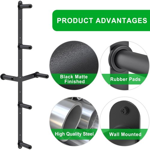Kipika Weight Plate Storage Rack - Wall Mounted 4-Peg and 2-Weight Wing Durable Steel Construction Organizer for Olympic Plates, 1000lb Capacity, Space-Saving for Home Gym
