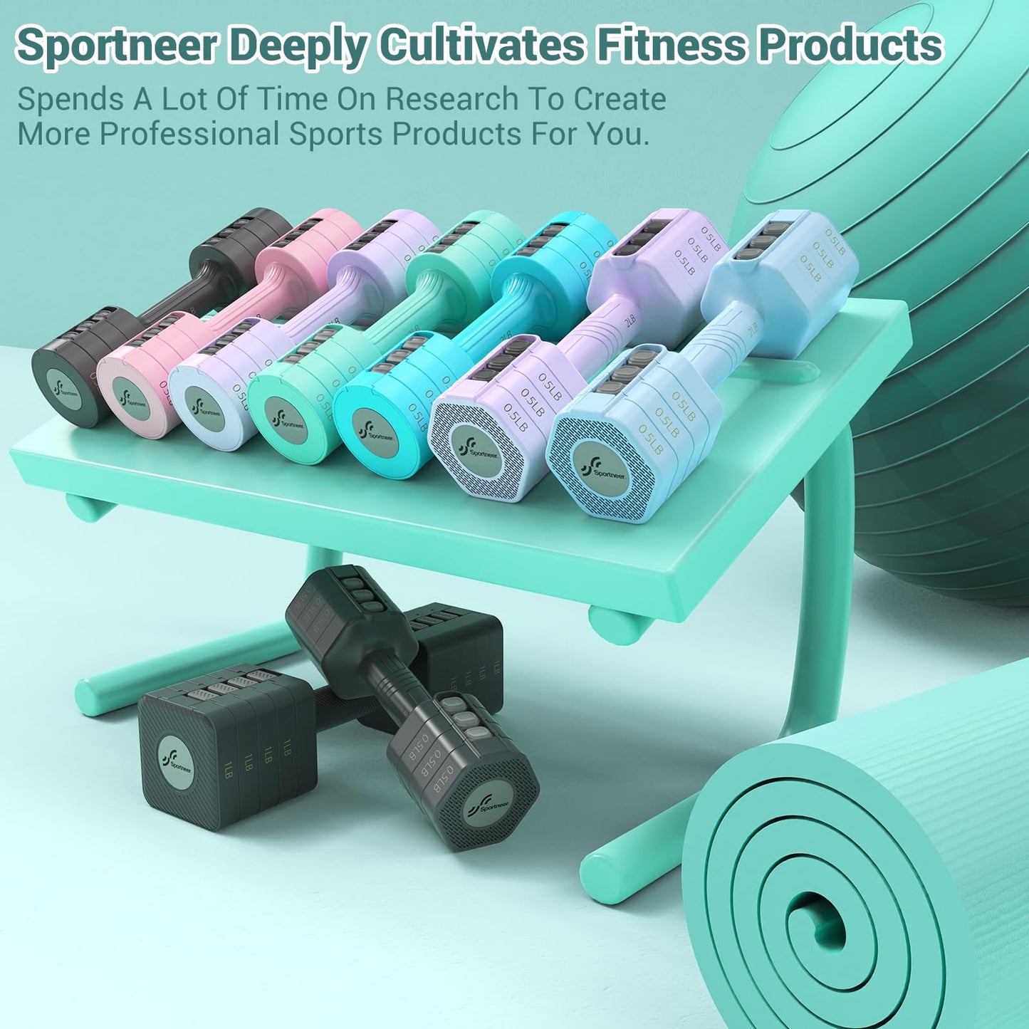 Adjustable Dumbbells Hand Weights Set: Sportneer 1 Pair 0.9-4.5KG (0.9-2.3KG) Fast Adjust Dumbbell Weight 6 In 1 Free Weights Barbells For Women Men Home Gym Workout Exercise Strength Training
