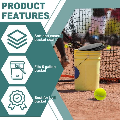 Wenqik 4 Pieces 5 Gallon Buckets Seat Bucket Lid Seat Black Padded Lid with Soft and Thick Cushion for Outdoor Sport Skiing Camping Fishing Picnic Indoor Not Include Bucket