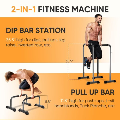 Klismos 2-in-1 Adjustable Dip Bar Stand – Heavy Duty Parallel Bars for Home Workout, Strength Training & Calisthenics