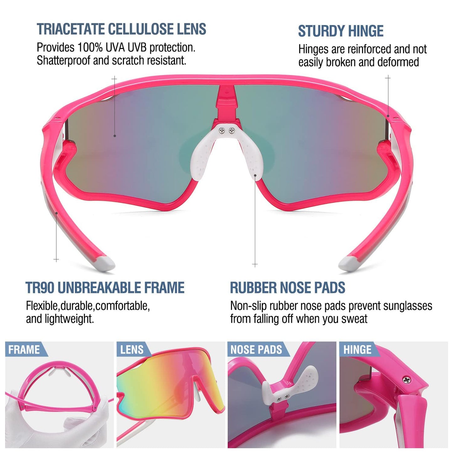 DUCO Kids Youth Baseball Sunglasses for Boys Girls Age 8-16 Polarized UV400 Protection Sports Cycling Glasses DK268