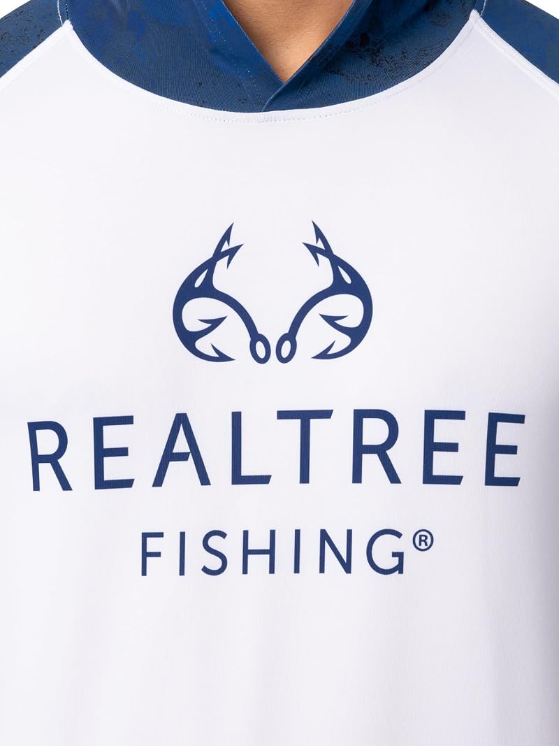 Realtree Men's Long Sleeve Patriotic Fishing Hoodie - White/Patriotic Large