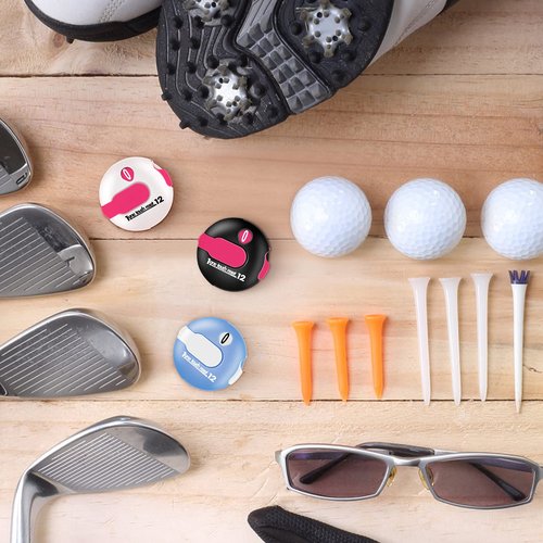 Fiada 1.2 Inch Golf Score Counter for Women Mini Golf Stroke Counter Scoring Keeper up to 12 Shot to Scorekeeper Glove in(Black, White, Blue)