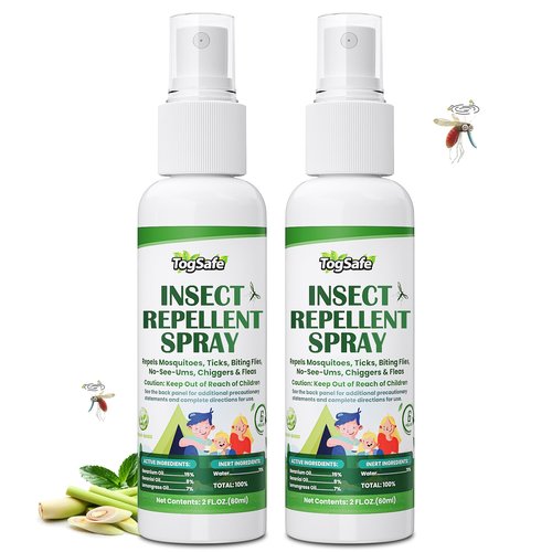 TogSafe Mosquito Repellent Spray - Plant-Based Natural Insect Repellent Spray with Essential Oils, DEET-Free, Long-Lasting Protection (2 Fl Oz, 2 Pack)