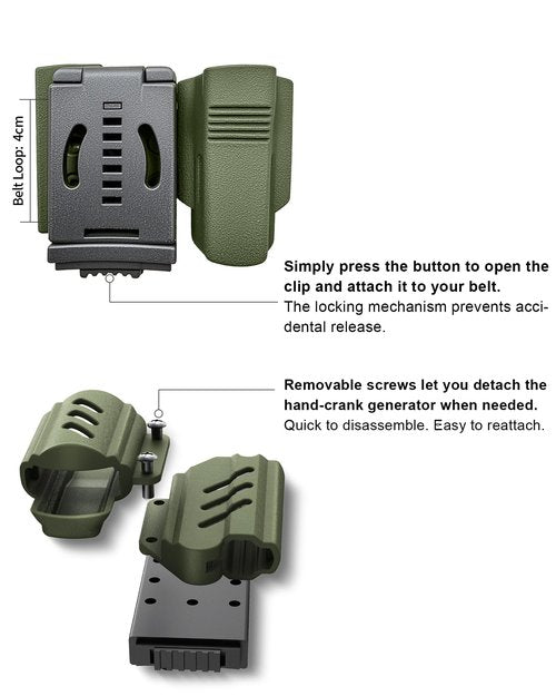 VIPERADE VAK6 Survival Multitool with Folding Knife, LED Flashlight, Pulse Ignition and Hand Crank Generator, Camping Multitool Knife Rechargeable Flashlight with Belt Sheath (Green)