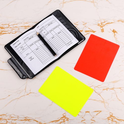 Gosknor Soccer Referee Card Set, 2pcs Warning Referee Red and Yellow Cards with Leather Case Recording Papers Pencil for Volleyball Football Baseball Rugby Ideal Coaches Accessories Kit