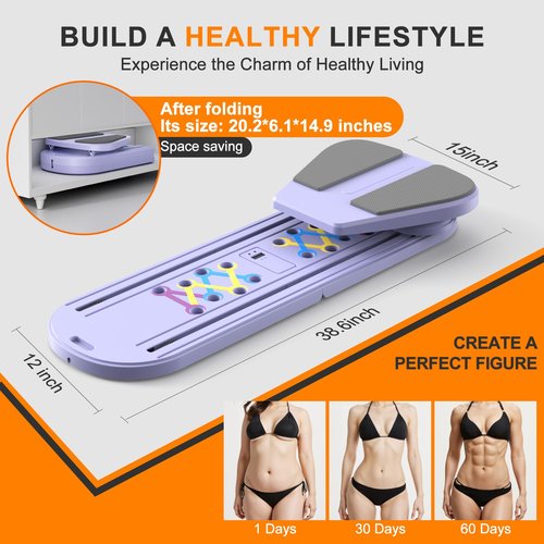 Pilates Board,Pilates Reformer Sets, Multifunctional Abdominal Pilates Board for Home Workout Equipment, Portable Foldable Ab Board Trainer Pilates Exercise Machine, Pilates Reformer Board for Women