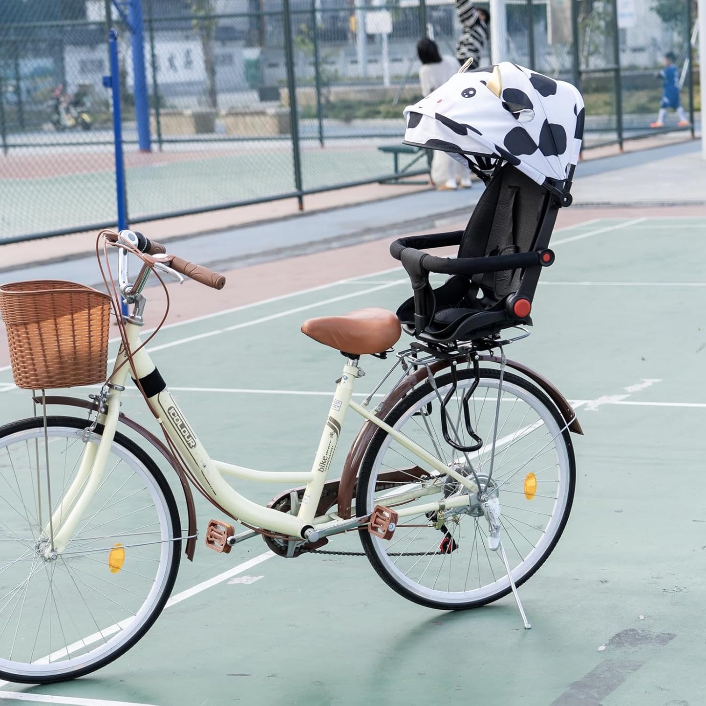 2025 New Rear Child Bike Seat,Rear Mounted Kids Bike Seats,Back Mount Child Seat with Back Rest Armrest Foot Pedals,Fits All Bicycle Rear Frames,Aged1-3 Years Old