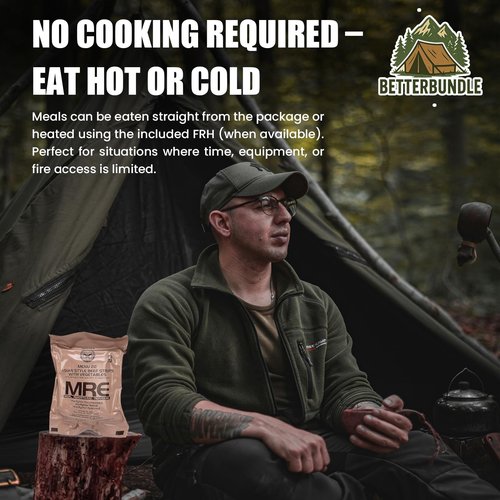 MRE U.S. Meals Ready to Eat (Variety Pack of 12) – (A or B Case Selected at Random) Nutritional Emergency Food Rations - Freeze Dried Food w/ Flameless Heater, Entree, Dessert, & More - MRE Kit for Emergency Survival, Hunting, & More