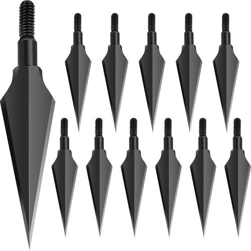 SUNYA Broadheads 150 Grain Steel Archery Arrow Tips for Compound, Recurve Bow & Crossbow, Traditional Screw-in Arrow Heads for Arrows, Pack of 12 in a Storage Case