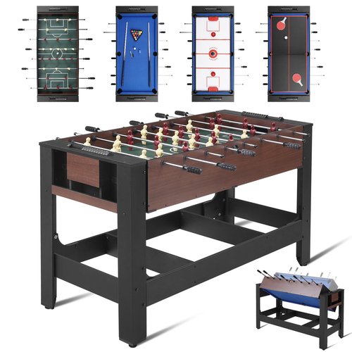 RAYKEEP 54??4-in-1 Swivel Multi-Game Table - Combo Game Table Set for Kids, Adults - Indoor and Outdoor Arcade Sports Table - Air Hockey, Billiards, Foosball, Ping Pong for Home, Game Room
