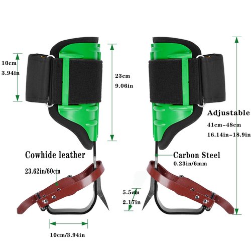 Tcatec Tree Climbing Spikes & Gaffs with Soft Padding | Height Adjustable Arborist Equipment for Fruit Picking, Logging, Hunting | Heavy Duty Carbon Steel Construction