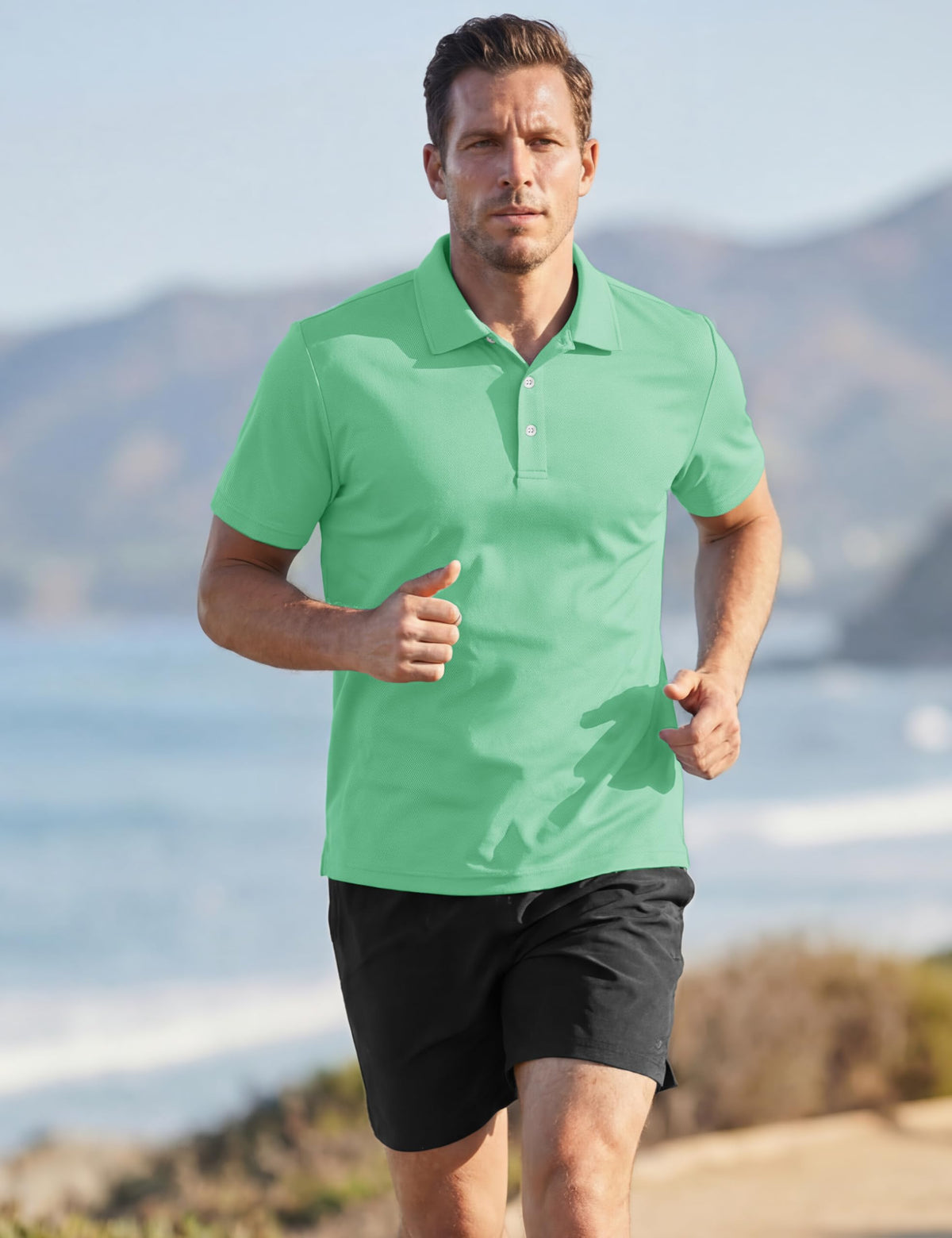 TACVASEN Mens Golf Shirt Dry Fit Mens Polo Shirts Short Sleeve Performance Golf Polos for Men with Collar Work Shirts Mint Green, S