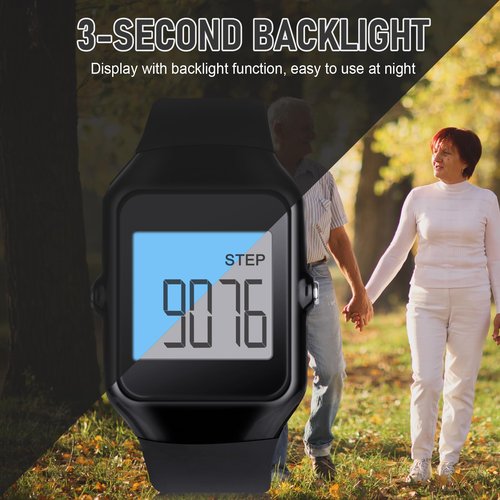 Pedometer for Walking, Simple 3D Step Counter for Walking with Steps and Time Modes for Men Women Adults Seniors, Black