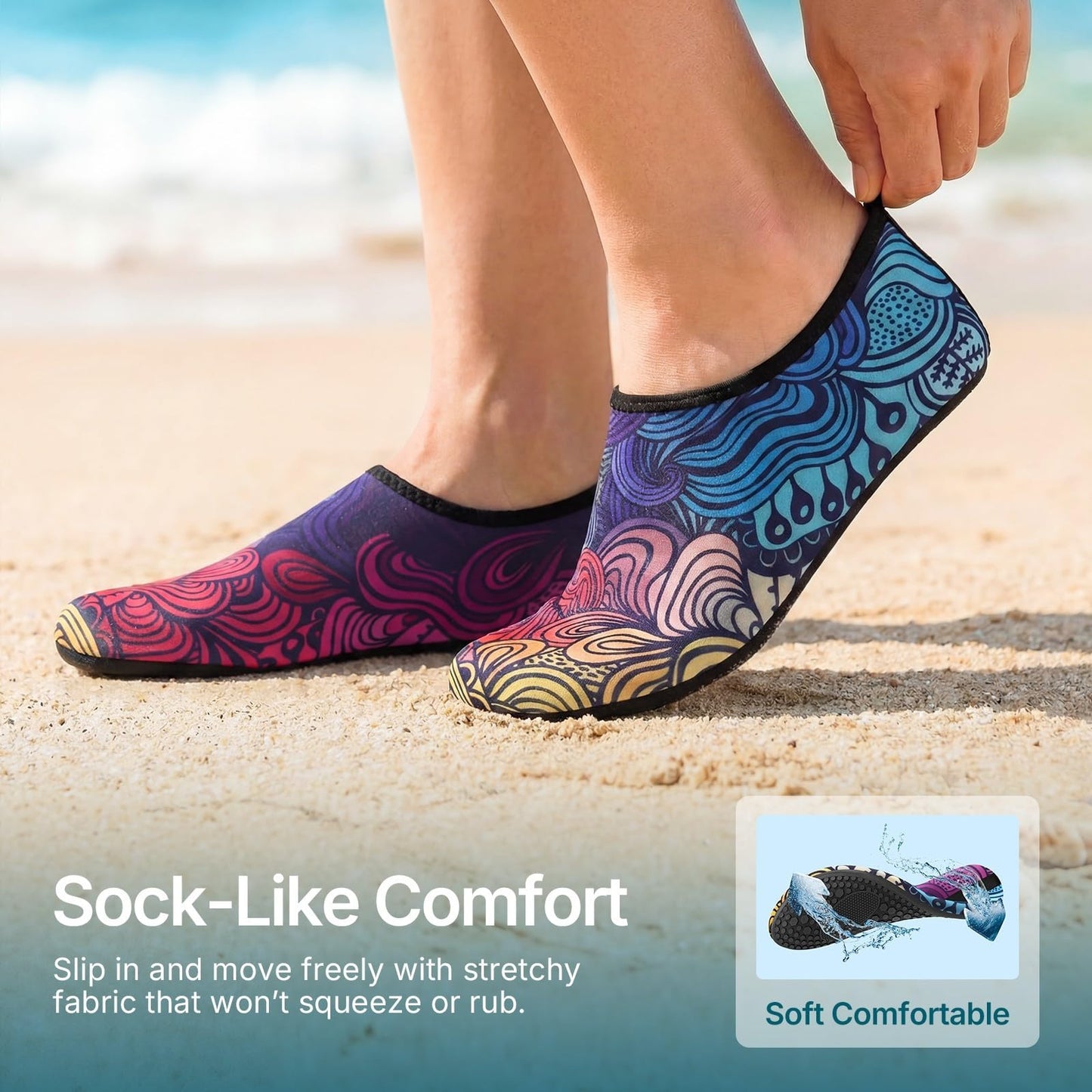 Water Shoes for Women Men Quick-Dry Aqua Socks Swim Beach Barefoot Yoga Exercise Wear Sport Accessories Pool Camping Must Haves Adult Youth Size 5-6Women/4-5Men