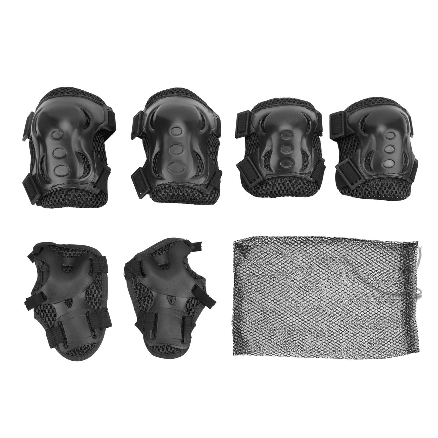 Jwthee 6PCS Kids Knee Pads and Elbow Pads Set for Kids 6-18 Years Old, Kids Protective Gear Set Skate Guards Roller Skate Accessories for Cycling, Inline Skating, Scooter Riding Sports (Black)
