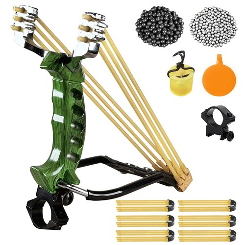 RCZZSUWE Professional Slingshots Set for Hunting, Catapult Hunting & Shooting Slingshot for Adult, High Velocity Tactical Wrist Sling Shot with Ammo Balls,Replacement Rubber Bands,Target(Green)