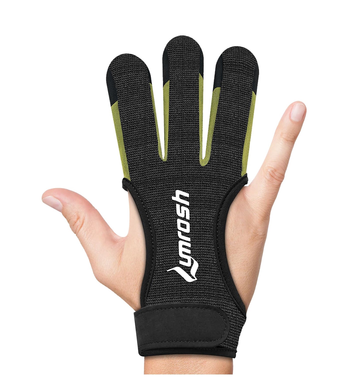 Lumrosh Archery Gloves 3 Finger Cowhide Shooting Hunting Green Men and Women Adult Kids Beginner Recurve Bow Archery Finger Protection Gear(Military Green, Small)
