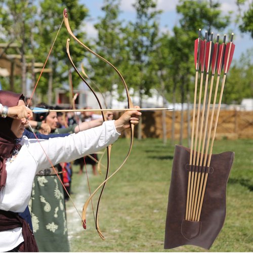 Eccliy Archery Bow Carrier with Arrow Slots, Adjustable Shoulder Strap, Shooting Targeting, Training, Cosplay, Handmade Archer Accessories, Archery Set Adult