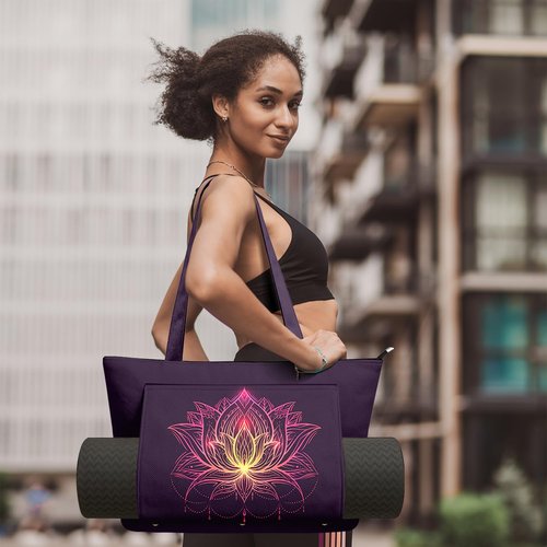 Feijiati Women's Yoga Bag with Yoga Mat Carrier - Large Mat Pocket Fitness Tote for Pilates, Gym, Travel, Office & Beach