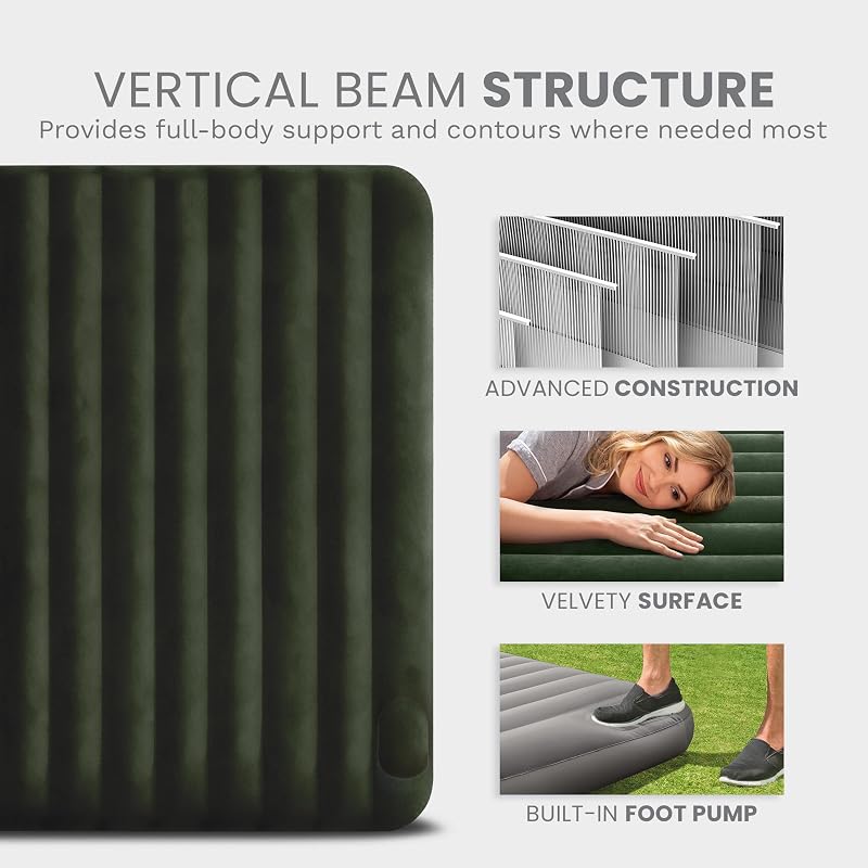 Intex Dura-Beam Downy 10" Queen Air Mattress with Built-In Foot Pump - Variation 1+Queen