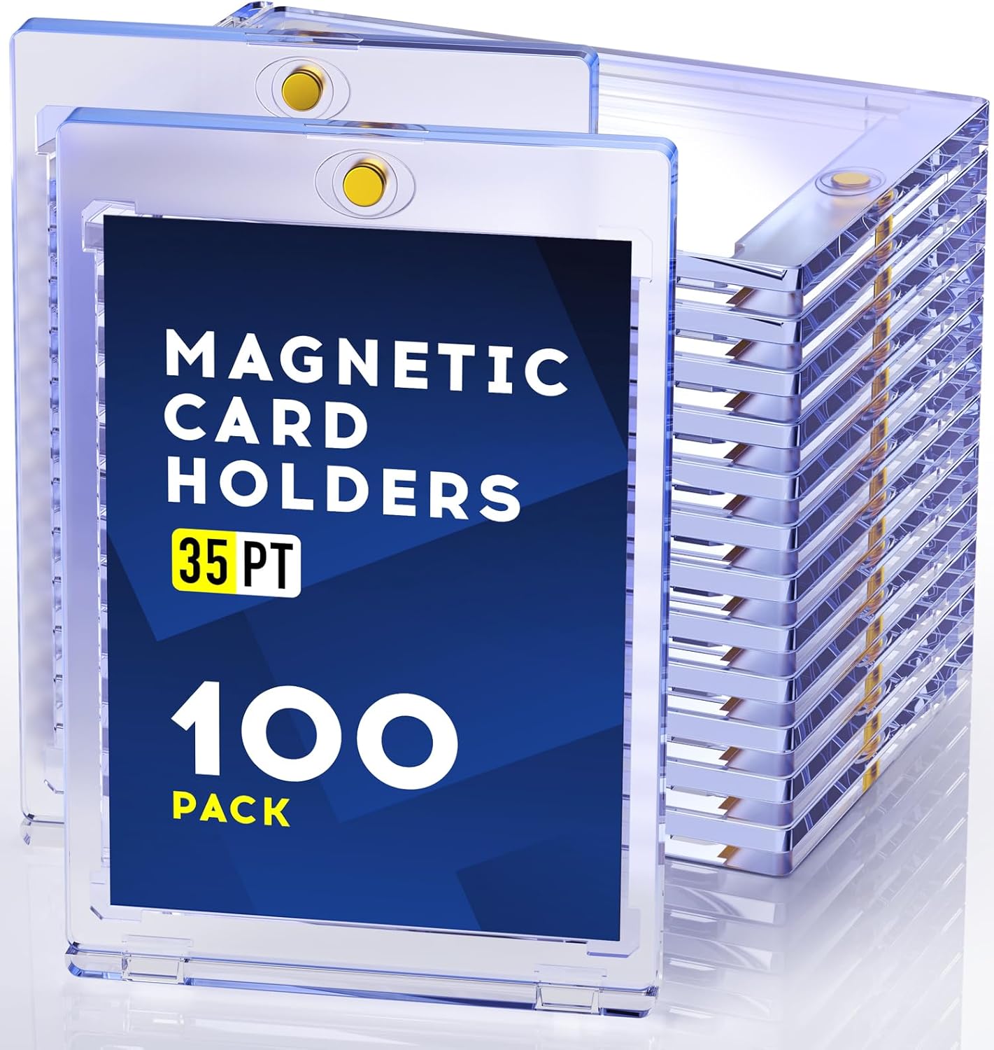 25ct Magnetic Card Holder, 35pt One Touch Card Holder, U-V Protectors Hard Plastic for Trading Cards, Magnet Case, Sports, Game, Football, Baseball Cards Holder