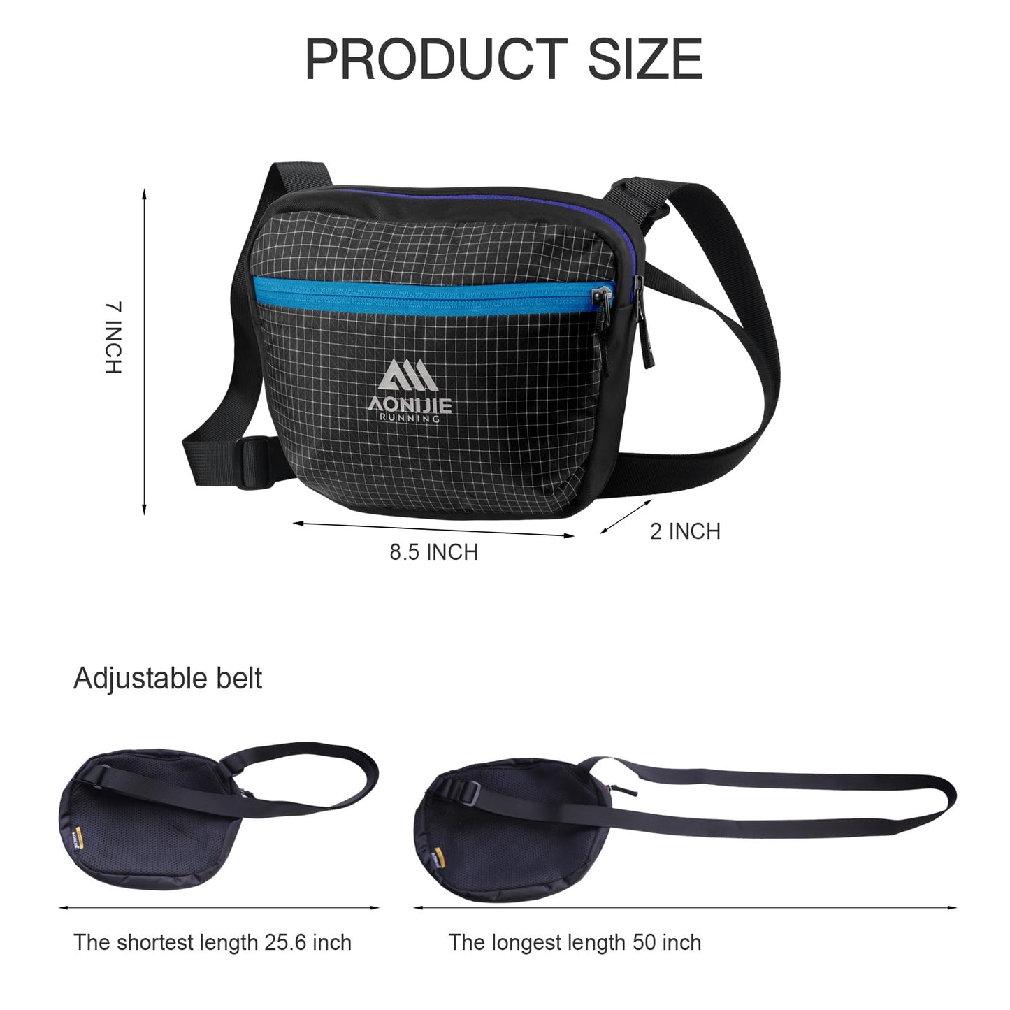 AONIJIE Crossbody Bag for Women Men, 4L Adjustable Sling Waist Pack, Water-Resistant Multi-Pocket Belt Bag for Travel, Hiking, Walking, Everyday Carry - Black