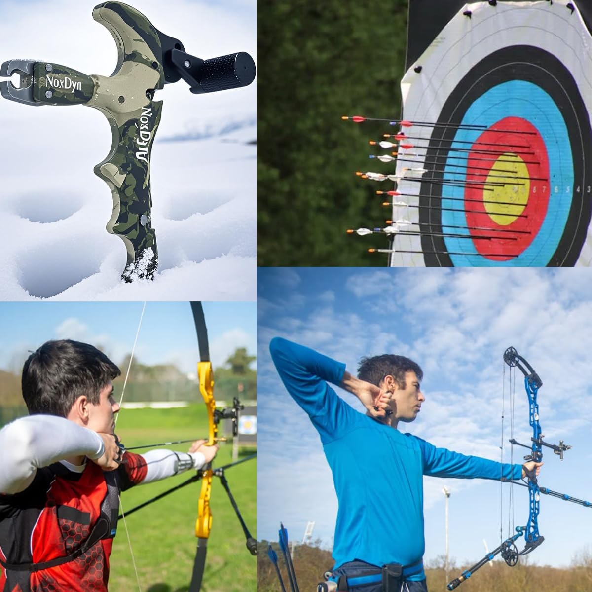 NoxDyn Camo Bow Release for Compound Bow, 4-Finger Archery Release 360° Rotatable Thumb Release for Compound Bow