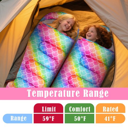 Ausletie Camping Sleeping Bag for Kids Girls Boys,3 Season Warm Sleeping Bag Waterproof Portable for Outdoors Traveling,Camping