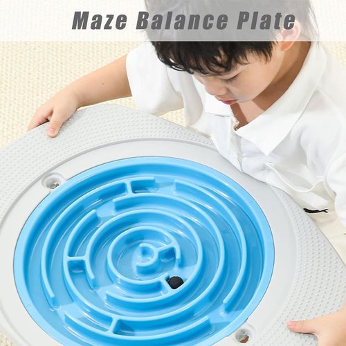 Balance Board Maze, 20 inch Labyrinth Rocking Seesaw with 2 Balls, 3 Replacement Labyrinth Boards, Non-Slip Pedals Indoor Max Load 220 Lbs, Toddler Wobble Board for Sensory Training